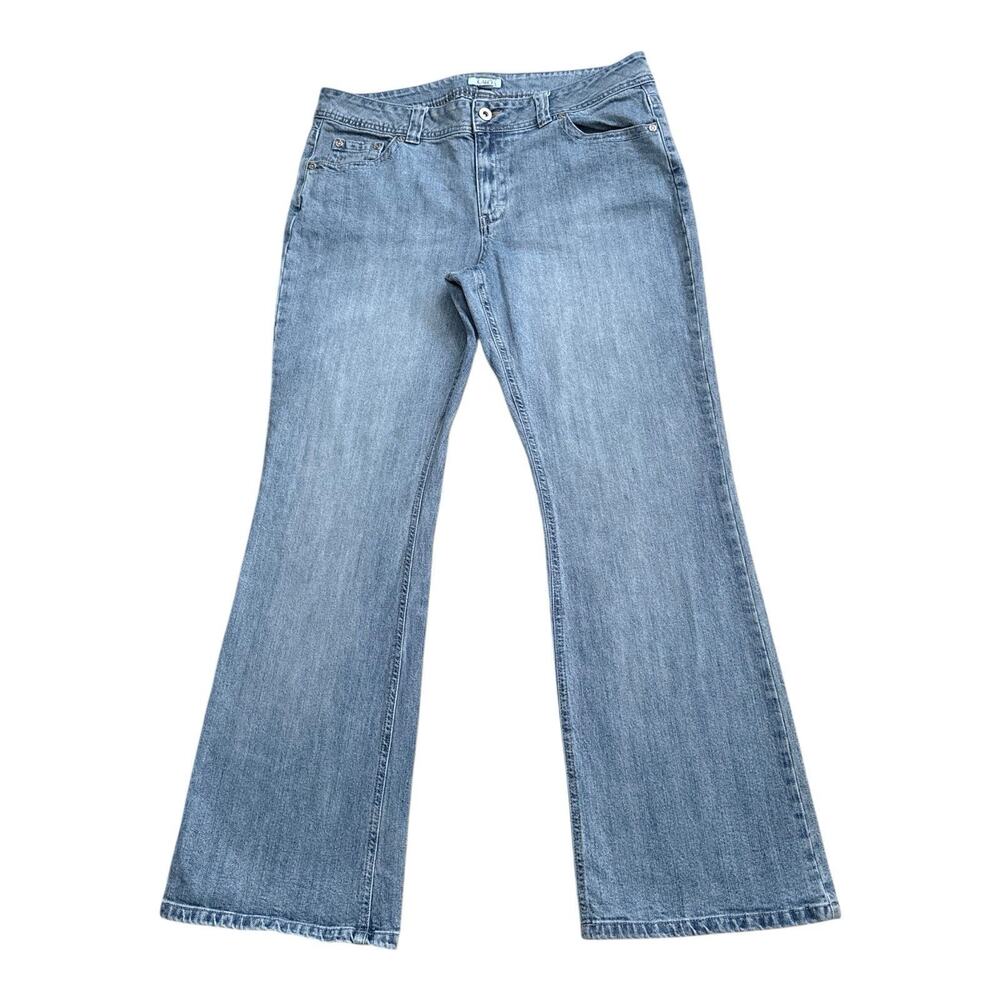Cato Jeans Womens Size 16 Mid Rise Flare Leg Blue Denim 32" Inseam Cotton Blend